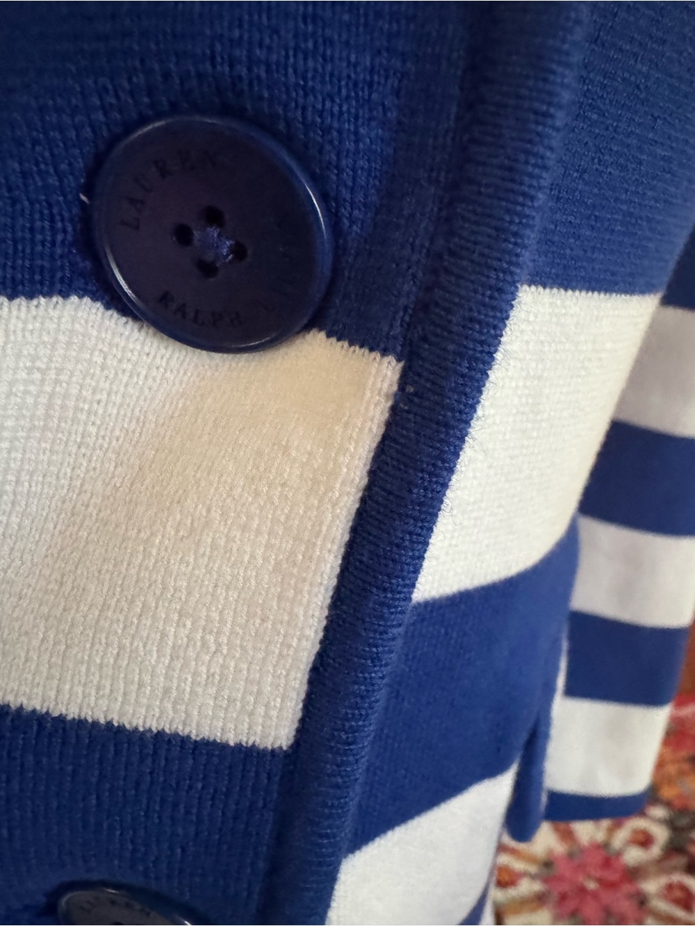 Lauren Ralph Lauren knit cobalt blue and white blazer - Picture 3 of 5